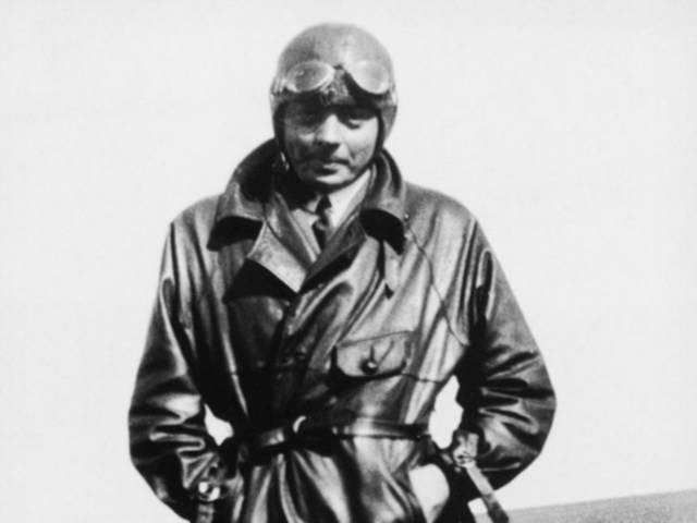Antoine de Saint Exupéry in his pilot outfit.